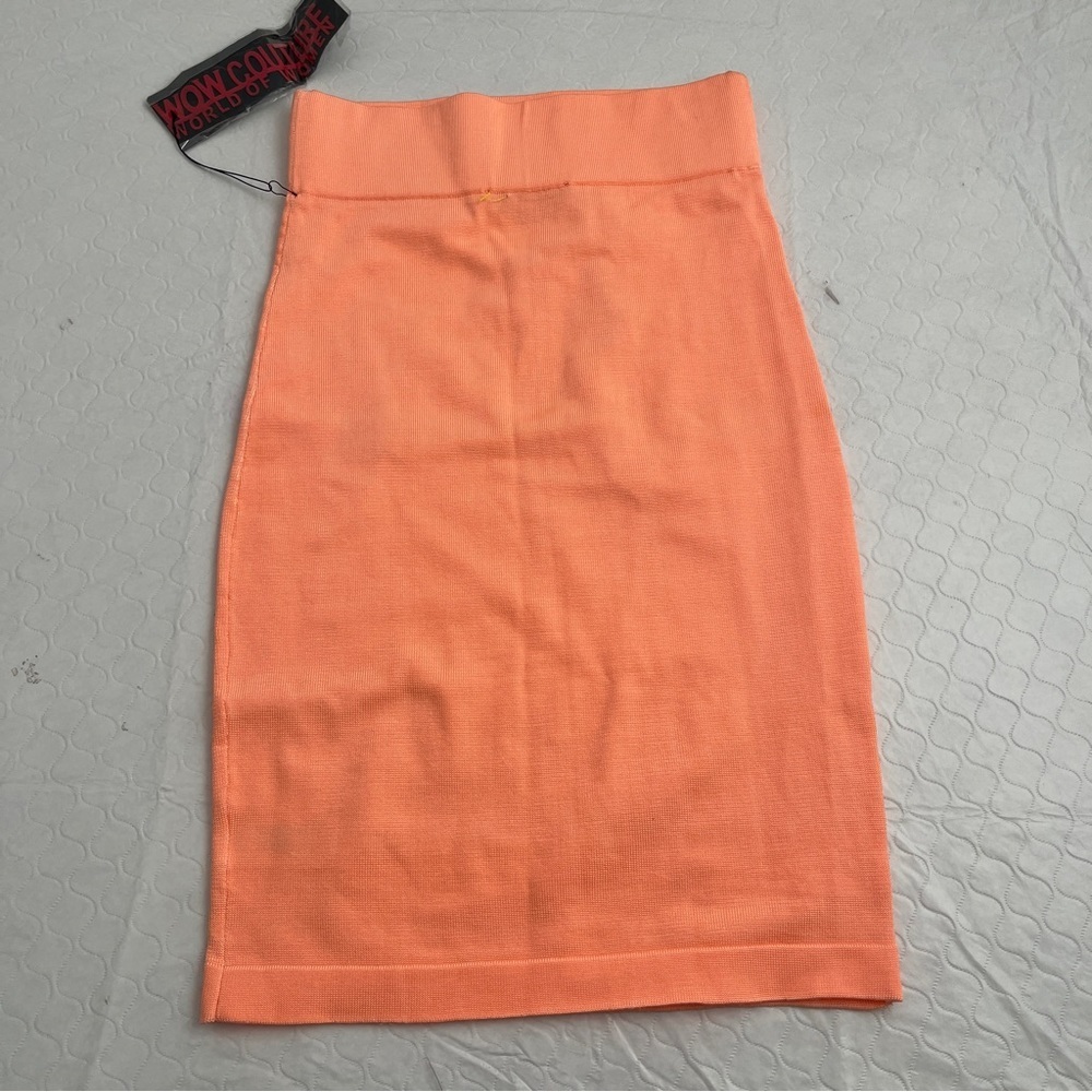 WOW couture neon peach stretch pencil skirt - Picture 2 of 8